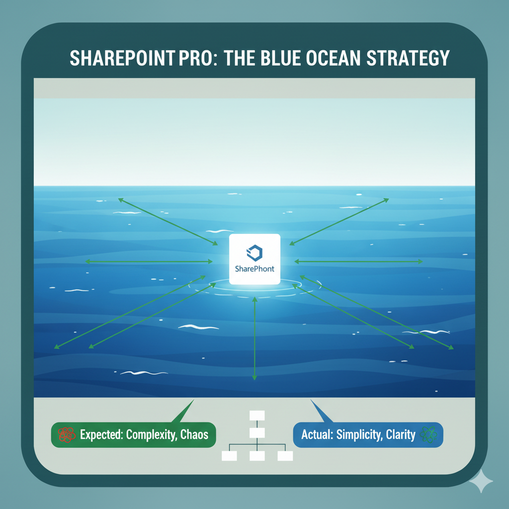 diagram showing sharepointpro blue ocean strategy and simplified sharepoint architecture