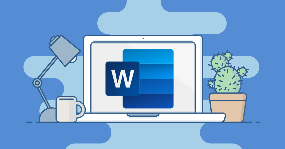 illustration of laptop with microsoft word icon showing how to insert sharepoint version number into word